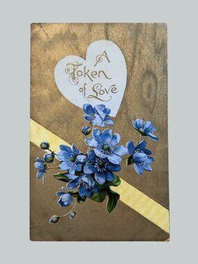 10/$25 Antique Unused Golden Age Floral Gilded Sentimental Postcard